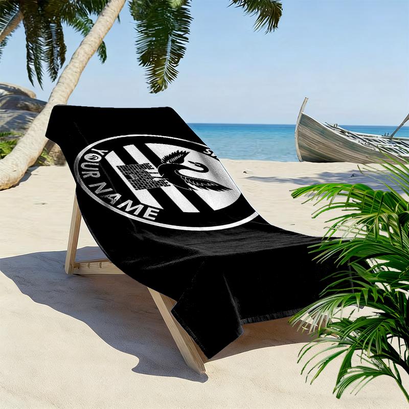 Custom Name,Swansea City Print Beach Towel, Large Soft Quick Dry Towel for Beach Camping Swimming