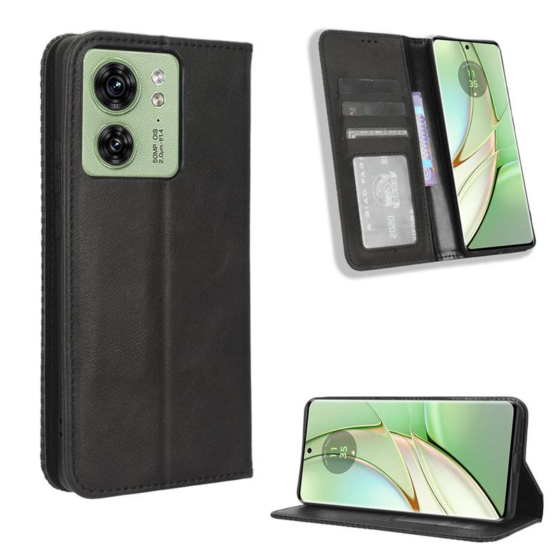 Флип-чехол для Motorola Moto Edge 40 кожаный чехол [Flip Vintage Leather] кошелек противоударный прочный ретро-чехол для телефона