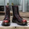 1490 Британский стиль, короткие кожаные ботинки большого размера для пары, с 10 отверстиями, с круглым носком, для мотоциклистов, для мужчин и женщин.
