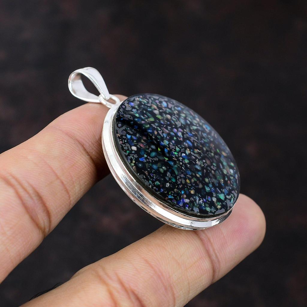 Black Ethiopian Opal Pendant Unique Design Jewelry 925 Sterling Silver Pendant Handmade Pendant Top Quality Gemstone Jewelry Gift For Friend