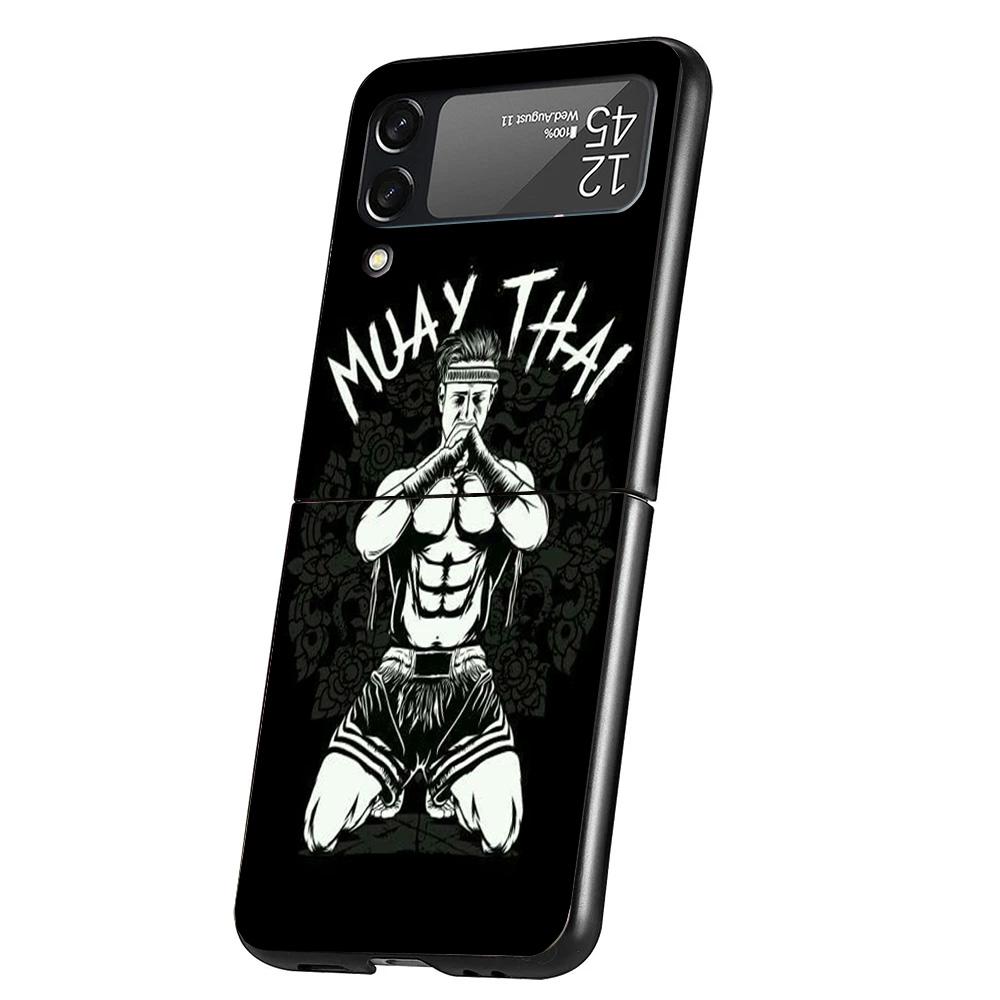 Muay Thai Fight Boxing Cover Phone Case For Samsung Galaxy Z Flip 7 6 5 4 3 5G Flip7 Flip6 Flip5 Flip4 Flip3 Black Fundas Shell