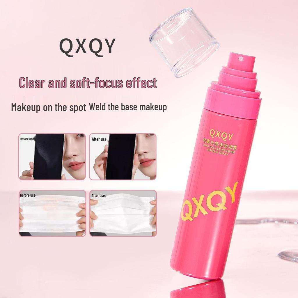 QXQY Спрей-фиксатор легкого тумана: Водонепроницаемый, Устойчивый к поту, Стойкий, Не смазывается/Не скатывается, Быстросохнущий, Портативный для студентов.