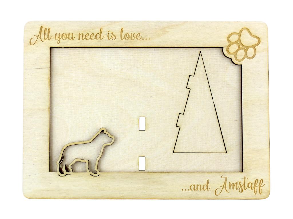 American Staffordshire Terrier, Amstaff – Photo frame, engraved wooden frame | Art-Dog