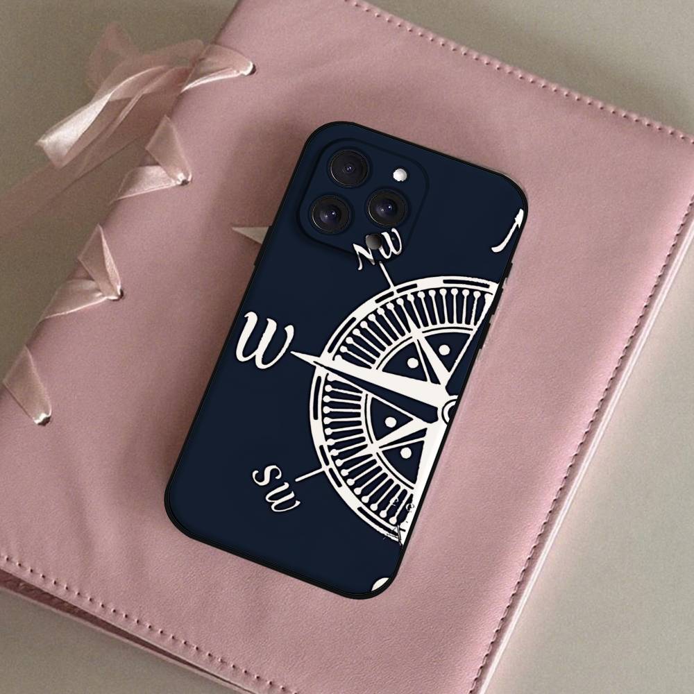 Модный винтажный чехол для телефона с компасом, черный, подходит для IPhone 17,16,15,11,13,14 Pro Max,Plus,X,Xr,Xs Max,13Mini