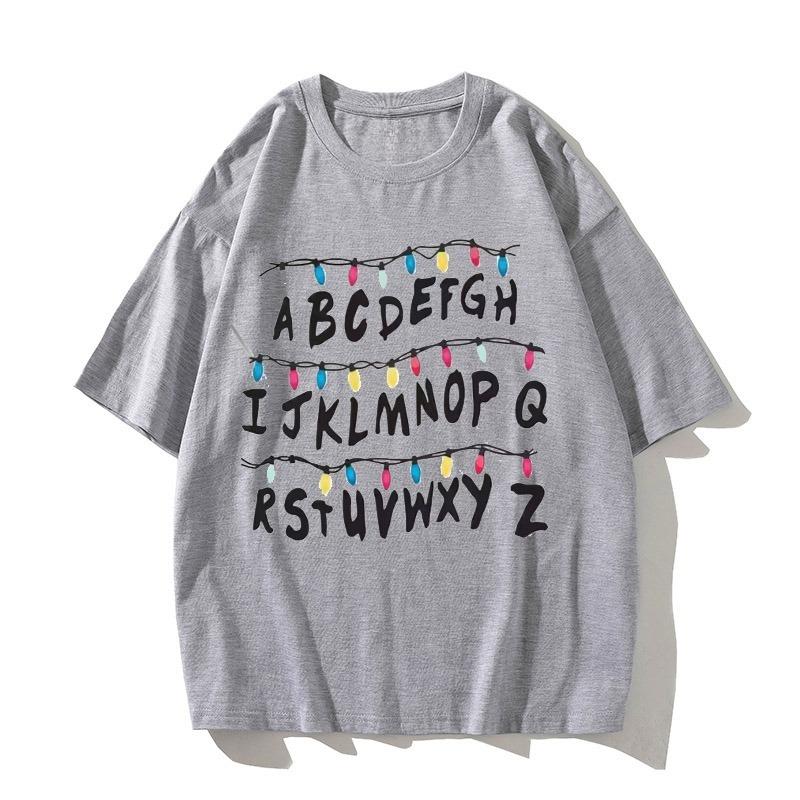 2026 High Quality Cotton Stranger Christmas Light Tshirt Monster Graphic T Shirts Gothic Fashion Vintage Tees