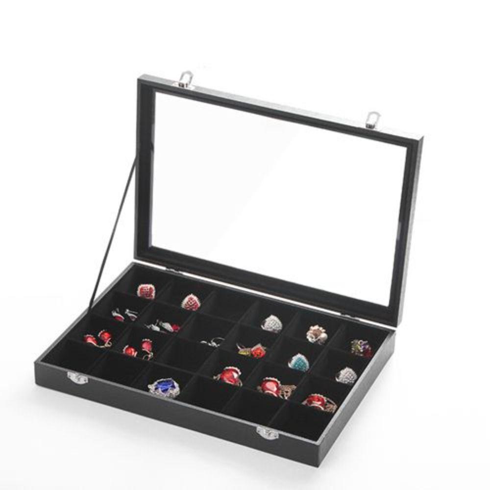 PU Leather Velvet Jewelry Box Wooden Jewelry Display Case Jewelry Organizer Holder Gift