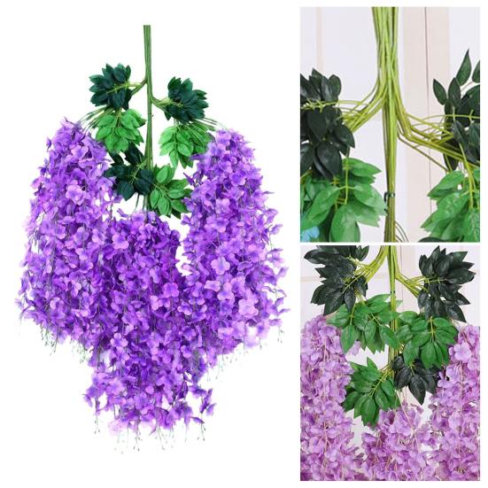 12 шт. искусственных цветов глицинии, устойчивых к ультрафиолетовому излучению, искусственные цветы глицинии, подвесные искусственные цветы, виноградная лоза для патио, вечеринки, украшения для дома и интерьера