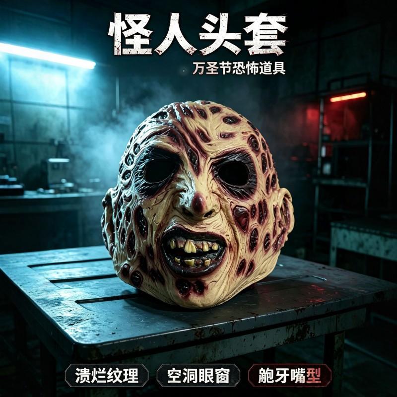 Zombie Monster Soft Mask Scary Halloween Cosplay Prop Haunted House NPC