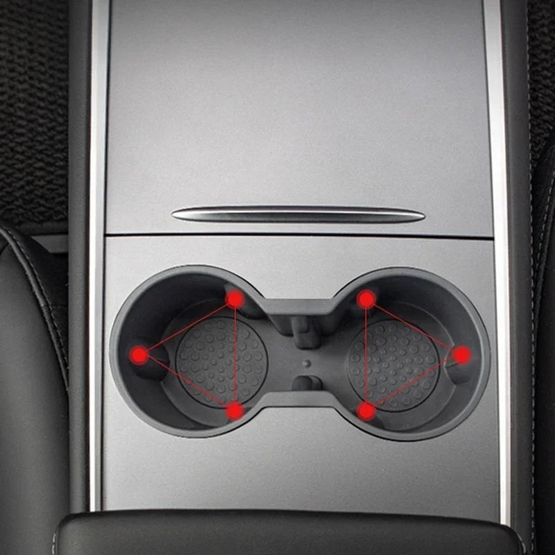 For Tesla Model 3 Tesla Model Y Interior Cup Holder Central Console Water Bottle Organizer TPE Accessory Car Storage Compatible Cup Holders 5