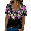Летняя новая женская футболка с 3D-цветочным принтом, V-образным вырезом, коротким рукавом, модная свободная женская футболка, женская футболка 2000 года