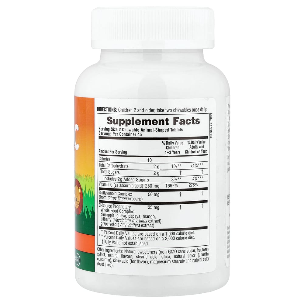 Nature's Plus Source of Life Animal Parade Vitamin C Orange Juice Flavor Animal-Shaped Tablets, 90 Tablets