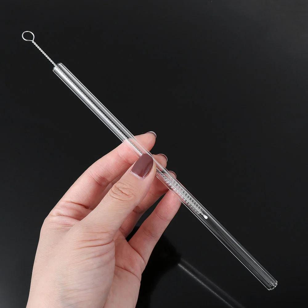 8Pcs High Borosilicate Glass Straws Straight Reusable Drinking Straw Boba Bubble Milk Smoothies Fruit Cocktails Bar Accessories