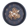 40CM Creative Dynamic Gear Clock Living Room Retro Wall Clock Decoration Modern Wood Grain Clock Wall Clock
