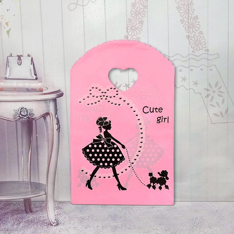 Small Plastic Bag With Handle Packaging Bags Boutique Gift Bag Mini Bag 50Pcs Trinket Bag Multi Designs