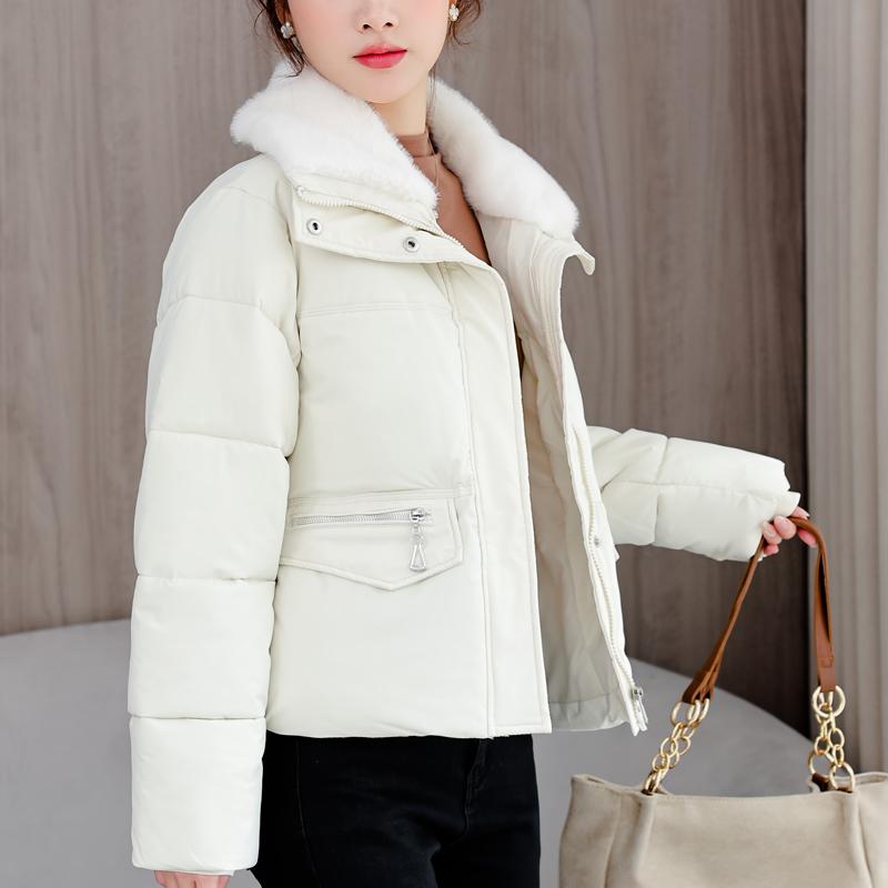Fashion Women's Winter Jackets Faux Fur Collar Casual Thick Short Parkas Female Warm Coat