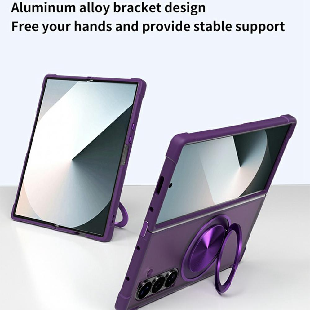 For Samsung Galaxy Z Fold6 5G Magnetic Case CD Vein Kickstand Shockproof TPU + PC Phone Cover