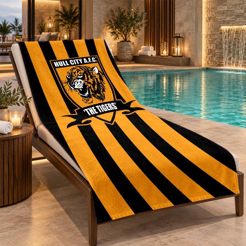 Beach Towel with Hull City Design, Quick Dry Lightweight Towel for Swimming Pool Travel