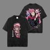 Ryomen Sukuna Print T-shirt Jujutsu Kaisen Anime Clothing Men Women Cotton Tshirts Vintage Washed Tee Harajuku Oversized T Shirt