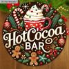 Rustic Christmas Wooden Sign with Hot Cocoa - Navidad Round Sign for Front Door, Wall Hanging Decor - Ideal Christmas Ornament