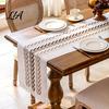 Elegant Table Runner for Parties Embroidered Leaf with Tassels, Rustic Farmhouse Rectangle Tablecloth, Imitation Kitchen Lace Cotton And Linen