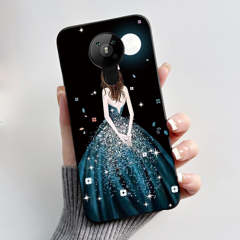 Чехол с рисунком для Nokia 5.3/Nokia 5.4/Nokia 3.4 Мягкий силиконовый черный чехол-обложка Милый цветочный мультяшный корпус Fundas
