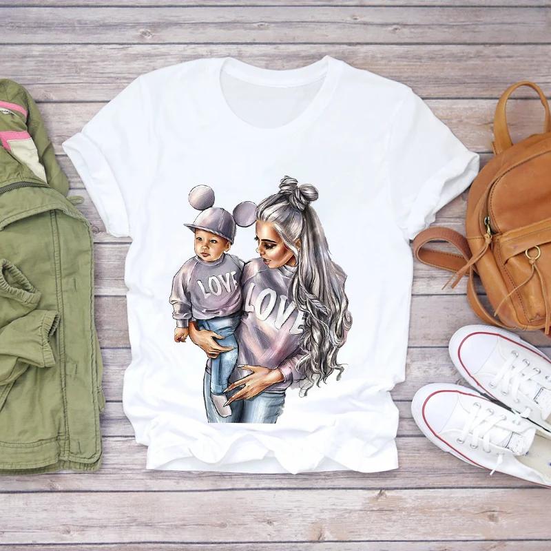 Mama Girl Graphic Print Women T Shirt Casual Harajuku Y2K Tops Tee Crewneck Short Sleeve Lady Clothes