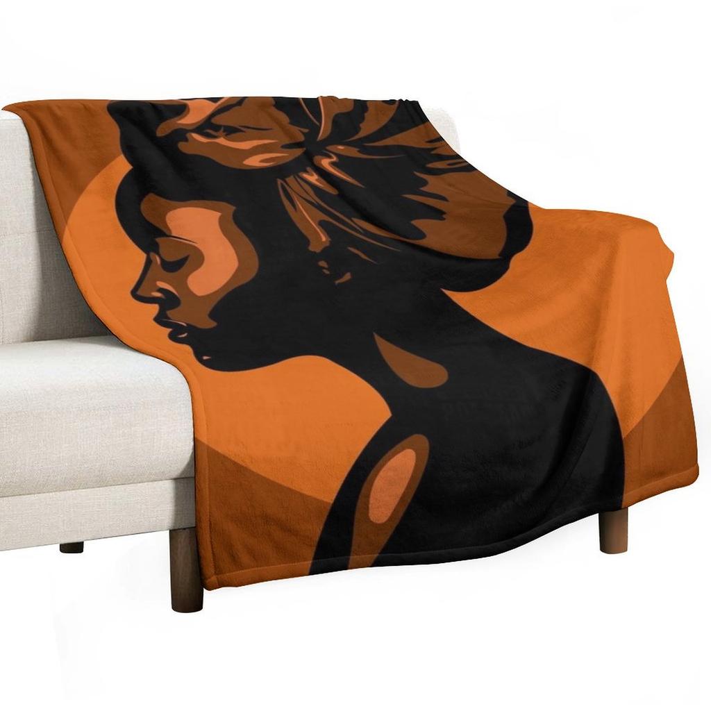 African Woman Silhouette Illustration Throw Blanket anime Nap Decoratives decorative Blankets