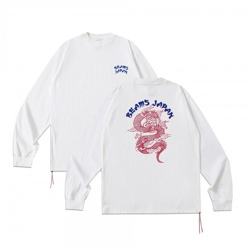 Unisex Oversized Cotton Long Sleeve T-Shirt With Fuji Mountain Cartoon Graphic Print Loose Fit Teens Adults