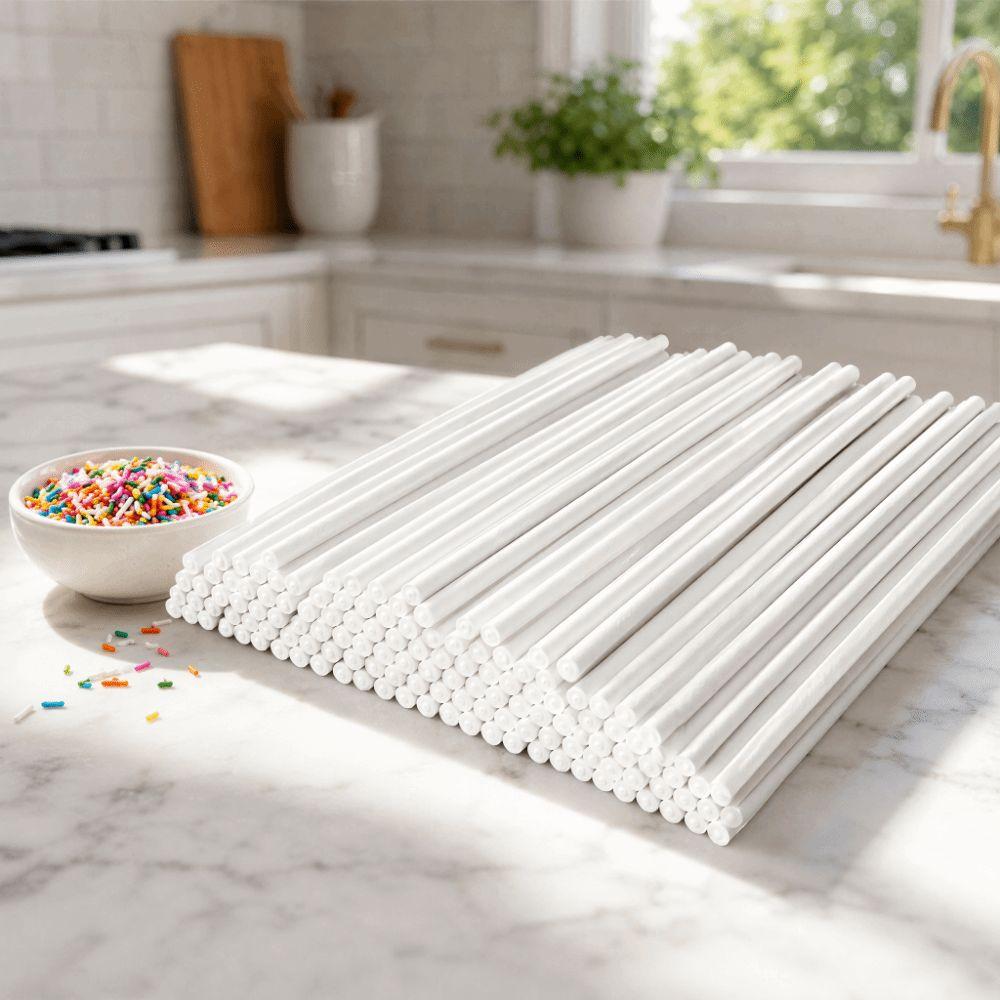 200pcs Solid Stick Lollipop Sticks 4 Inch Sucker Sticks Cake Sticks Chocolate Candy Dessert
