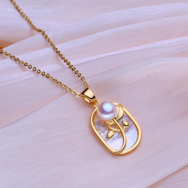 seniko Ожерелья из натурального пресноводного жемчуга для женщин, модный квадратный кулон с цепочкой, подарок на день рождения