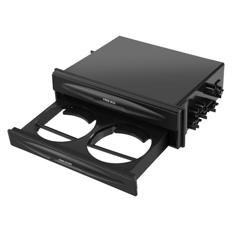 AA92-Car Auto Single Din Radio Pocket, Universal Cd Radio Pocket Drink Cup Holder Storage Box Black