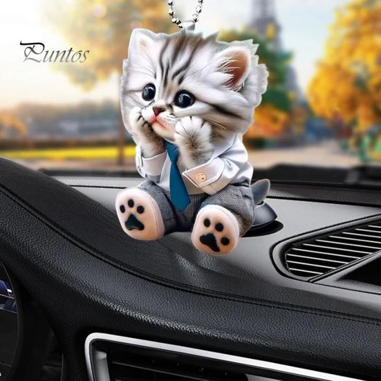 Автомобильный кулон, подвесное украшение с цепочкой, легко повесить, реалистичное животное, зеркало заднего вида в форме кошки, подвесной декор, аксессуары для салона автомобиля