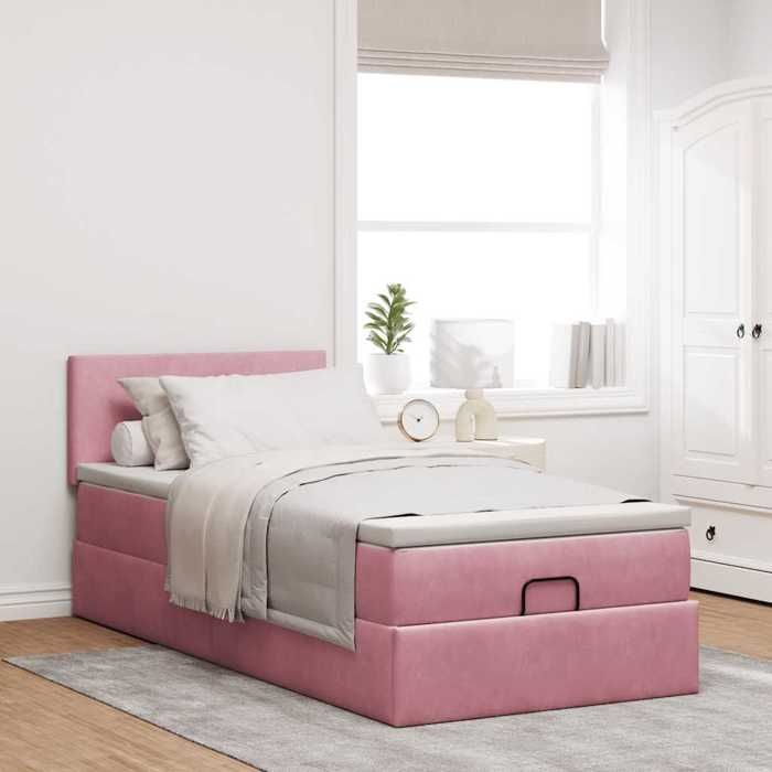 Maison Exclusive - Cadre de lit ottoman avec matelas rose 80x200 cm velours