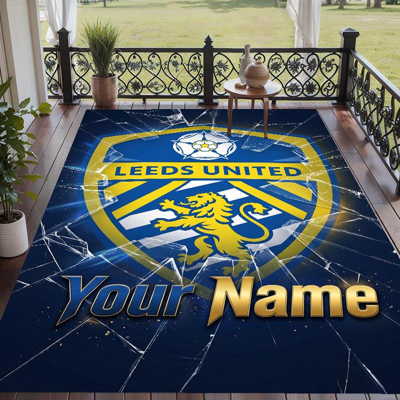 Custom Text Printed Rug Leeds United Non Slip Floor Carpet For Home Room Decor