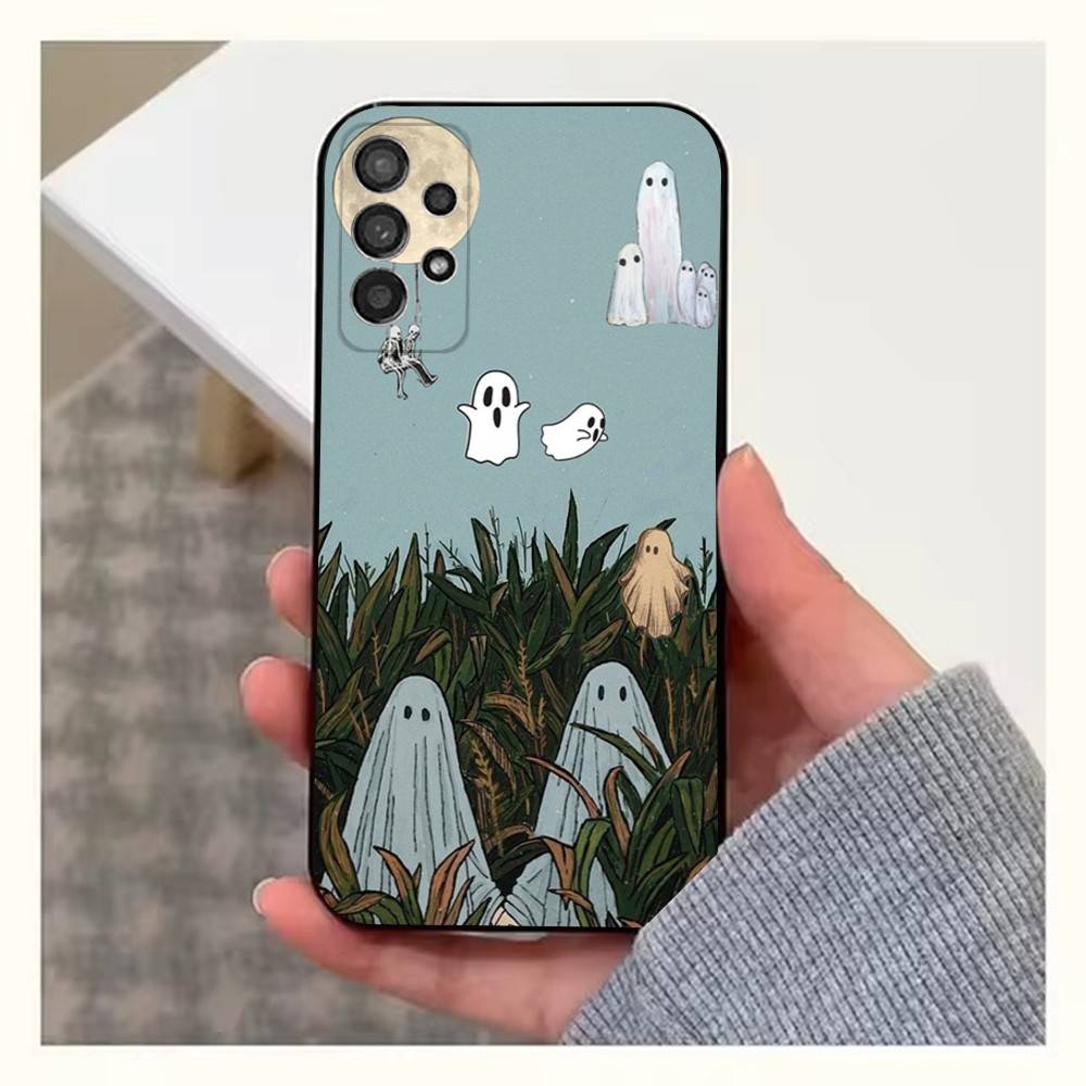 Милый чехол-призрак для Samsung S21, S9, S22, S25, S20, S10, Plus, Ultra, S24, S23, FE, Lite, Мягкий силикон, Черный