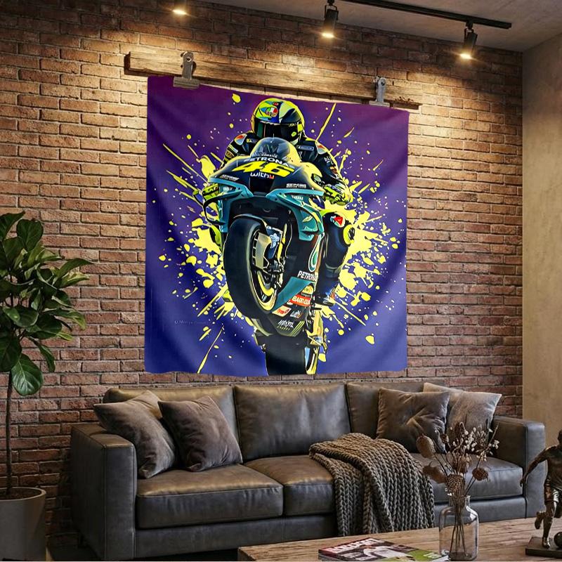 Rider Speeding Through Neon Lights Printed Tapestry, Wall Hanging,Livingroom, dormitory, Large Wall Decor, Fabric Decor Fan Birthday Gifts