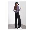 Fashionable High-Waisted Fleece-Lined Wide-Leg Pants for Women Autumn and Winter, Warm and Cozy Banana Trousers