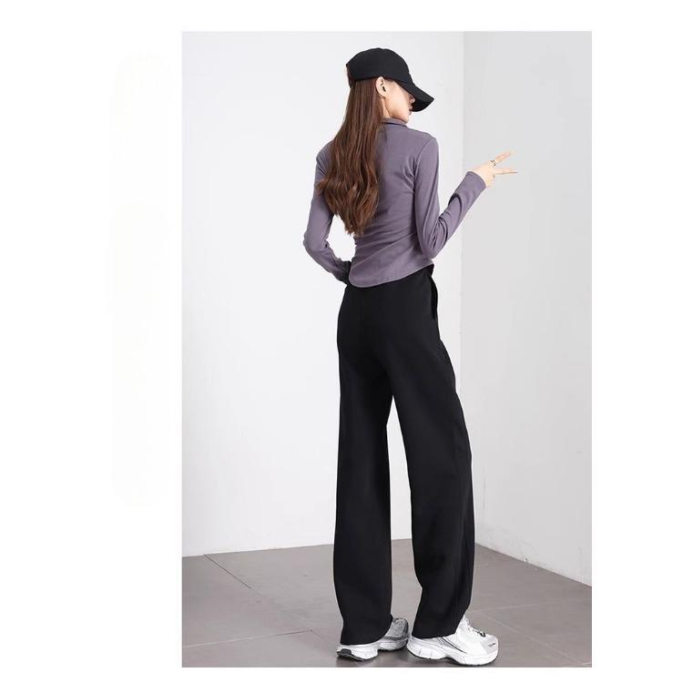 Fashionable High-Waisted Fleece-Lined Wide-Leg Pants for Women Autumn and Winter, Warm and Cozy Banana Trousers