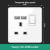 UN UK RU Standard Wall Light Switch Power Socket,18W Plug Type-C USB Quick Charging Universal 5-pin Tempered Glass Socket Outlet