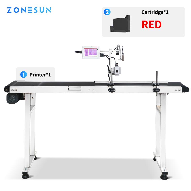 ZONESUN ZS-DC127 Auto Inline Inkjet Printer 12.7mm TIJ Date Coding Machine QR Code Barcode Batch Number Expiry Bottle Conveyor