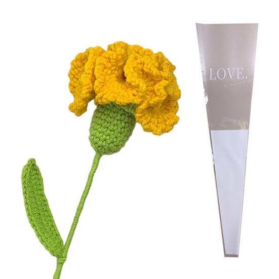 Вязаная гвоздика, цветок ручной работы с шерстью, ручное вязание крючком, искусственная упаковочная сумка, домашний декор