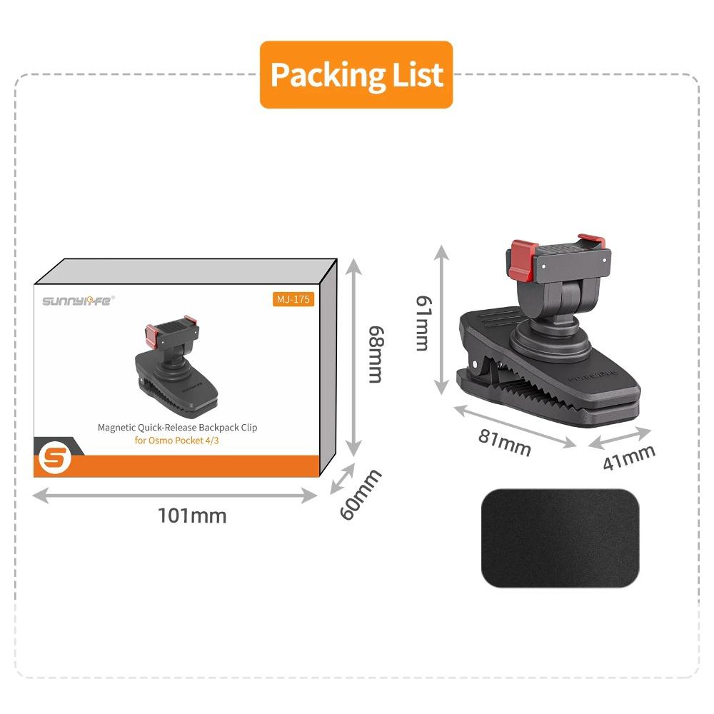 Magnetic Quick Release Backpack Alligator Clip Adjustable Angle Holder Mount for DJI Osmo Pocket 3 4 Portable Vlog Camera Shooting Accessory