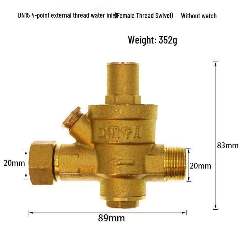 DN15 Регулируемый 4-точечный бытовой редукционный клапан давления воды для нагревателей и очистителей, диапазон давления 65-25