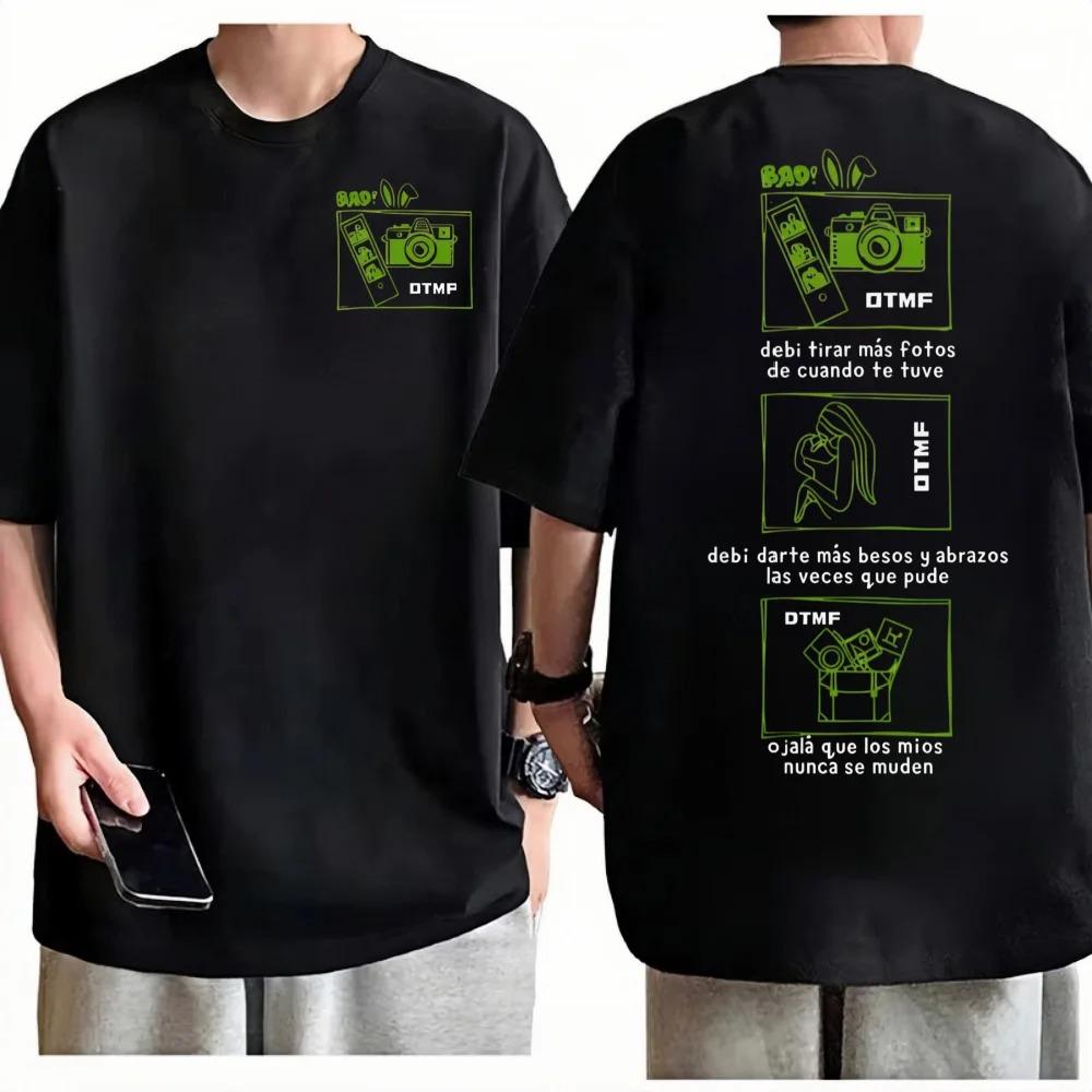 Summer Vintage Rapper Bad Bunny Tshirt Debi Tirar Mas Fotos DTMF Tour T Shirts Unisex Women Clothing Gothic Street Tshirts
