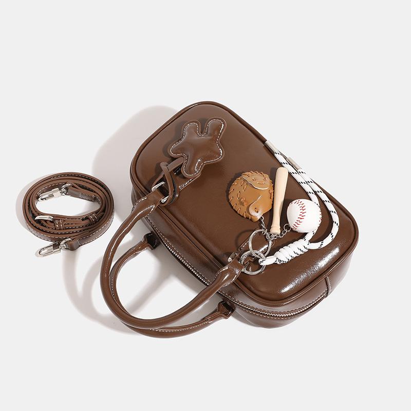 Niche Design Bowling Bag Ladies Cute Fall/Winter Vintage Tote Bag Single Shoulder Crossbody Boston Bag