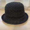Hollow and Breathable Knitted Small Crimped Top Hat Women's Spring and Summer Face Small Plain Basin Hat Bucket Hat