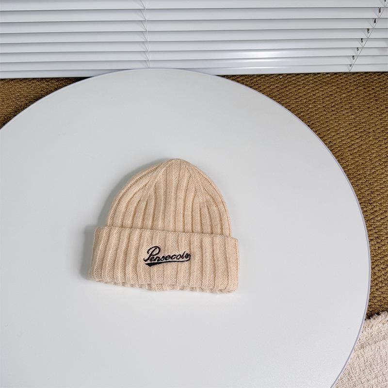 Новая детская шерстяная вязаная шапка в корейском стиле, простая шерстяная шапка с вышивкой английскими буквами для мальчиков и девочек, шапка-баотоу с защитой ушей