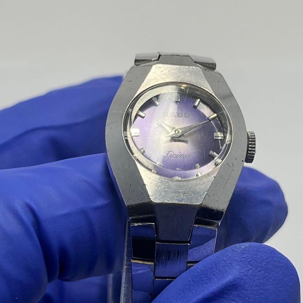 Б/У Редкие Rado Ticino Винтажные Фиолетовый Циферблат Ручной Завод Работающие Женские