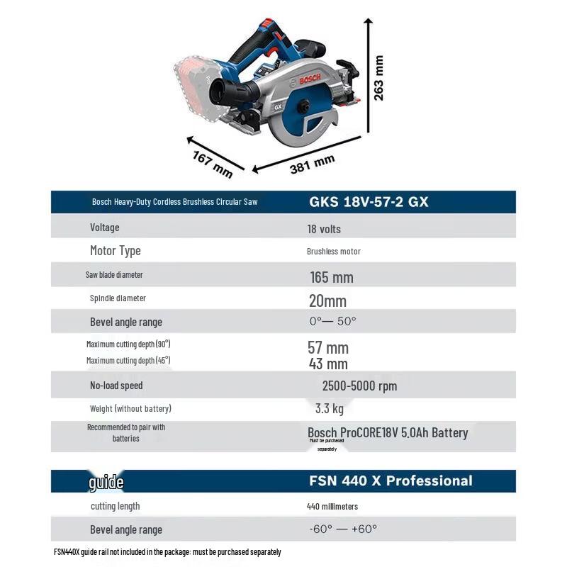 Bosch 18V Cordless Brushless Circular Saw CN plug (adapter included)