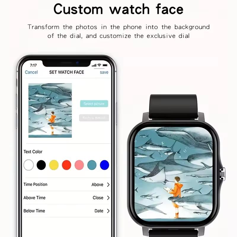 Новые умные часы для мужчин и женщин, полностью сенсорный экран, спортивные фитнес-часы, BT-вызов, цифровые смарт-часы, наручные часы